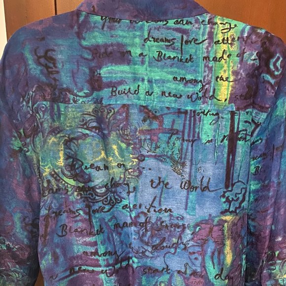 Chico's Multi Color Blue Blouse ~ Size 1 - Picture 4 of 6